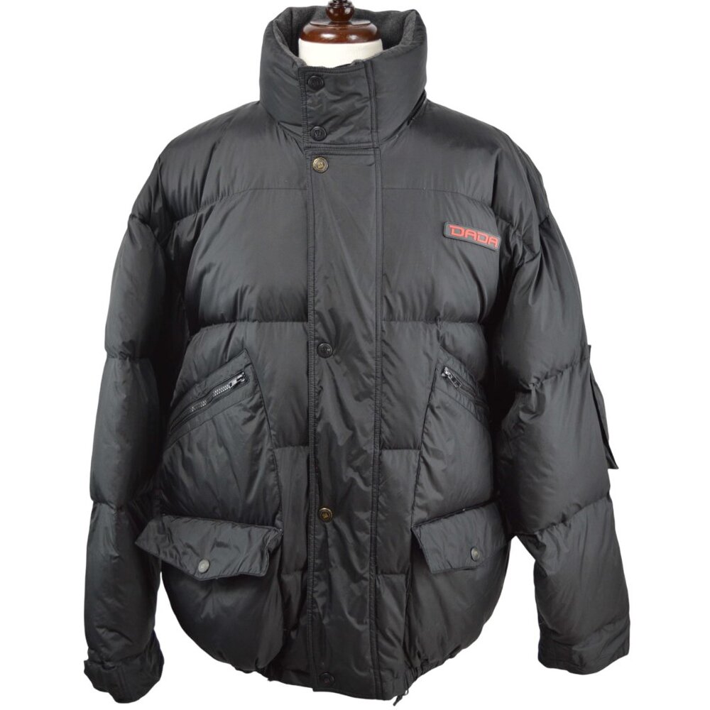 DADA Supreme Down Coat Size 2X Feather Puffer Jacket Vintage Full Zip Black Red